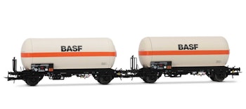 Rivarossi HR6618 DB, set di 2 carri cisterna a 2 assi Zgs per trasporto gas, “BASF”, ep. IV-V