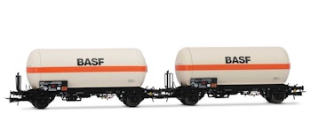Rivarossi HR6618 DB, set di 2 carri cisterna a 2 assi Zgs per trasporto gas, “BASF”, ep. IV-V