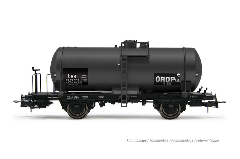 Rivarossi HR6609 ÖBB, carro cisterna a 2 assi (ex FS), livrea grigia scura, “ÖROP”, ep. III