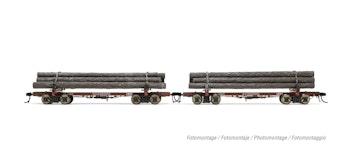 Rivarossi HR6628 Set di 2 carri per trasporto tronchi, “McCloud River”, n° 1205 e n° 1207, ep. III