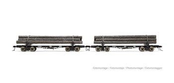 Rivarossi HR6629 Set di 2 carri per trasporto tronchi, “Coos Bay Lumber Co.”, n° 166 e n° 168, ep. III
