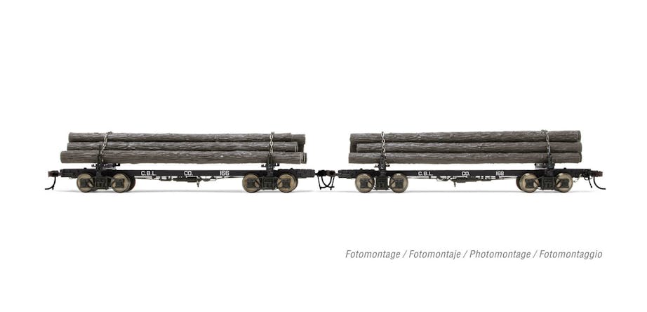 Rivarossi HR6629 Set di 2 carri per trasporto tronchi, “Coos Bay Lumber Co.”, n° 166 e n° 168, ep. III