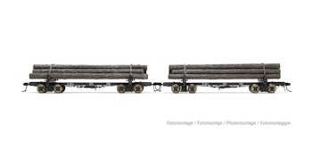 Rivarossi HR6630 Set di 2 carri per trasporto tronchi, “Coos Bay Lumber Co.”, n° 160 e n° 175, ep. III