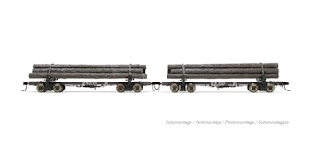 Rivarossi HR6631 Set di 2 carri per trasporto tronchi, “St. Regis Paper”, n° 49 e n° 54, ep. III