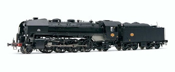 Jouef HJ2431S SNCF, locomotiva a vapore 141 R 484, con terzo fanale di testa e tender a carbone, livrea nera, deposito di Hausbergen, ep. III - DCC Sound