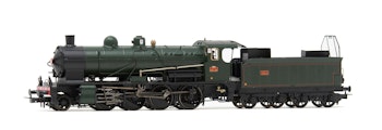 Jouef HJ2415 SNCF, locomotiva a vapore 140 C 133, con tender 18 B 12 (région Est), livrea verde/nera con strisce rosse, ep. III