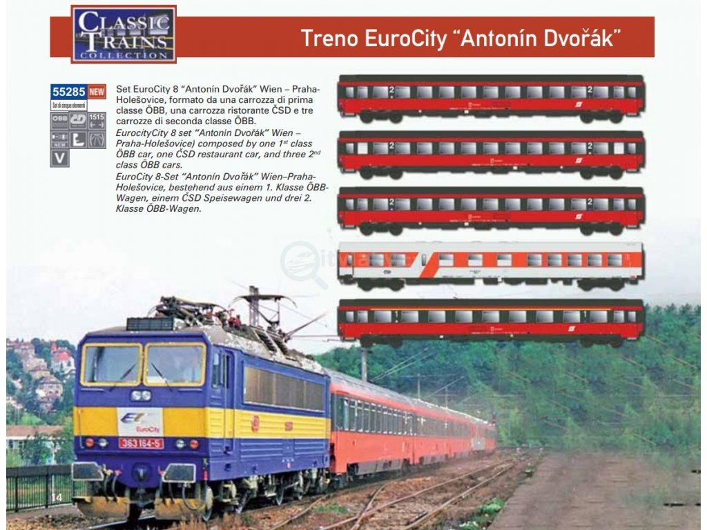 Acme 55285 CSD - OBB, set 5 carrozze EuroCity - TecnoModel.it