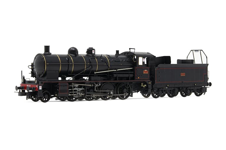 Jouef HJ2406 SNCF, locomotiva a vapore 140 C 38, con tender 18 B 22 (Est), livrea nera con righe rosse e fasce caldaia dorate, ep. III