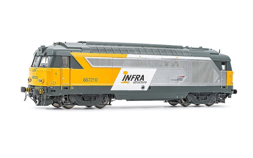 Jouef HJ2448 SNCF, locomotiva diesel BB 67210, livrea giallo/bianco, ''Infra Structure'', ep. V