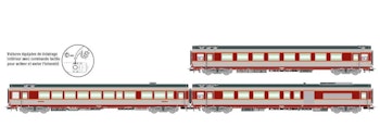 Jouef HJ4168 SNCF, set di 3 carrozze Grand Confort ''TEE Le Capitole'', composto da 1 carrozza A8u, 1 carrozza A8tu e 1 carrozza A3rtu, ep. IV