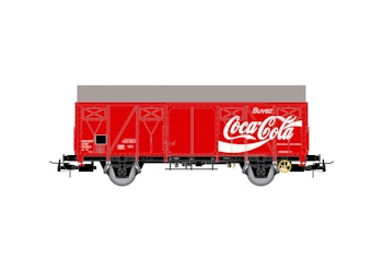 Jouef HJ6254 SNCF, carro chiuso a 2 assi G4 con pareti piatte, livrea “Coca Cola”, ep. IV
