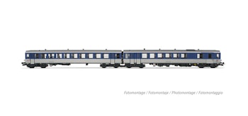 Jouef HJ2615 SNCF, automotrice diesel a 2 unità EAD XBD 4717 + XRABx 8714, livrea argento/blu con logo ''Casquette'', ep. IV-V