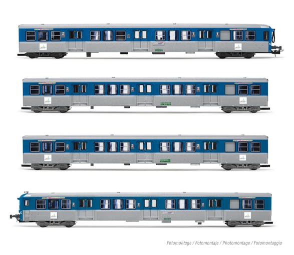 Jouef HJ4185 SNCF, set di 4 carrozze RIO 77, ''Stelyrail bleu'', ep. V