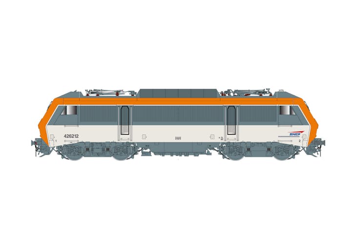 Jouef HJ2443 SNCF, locomotiva elettrica BB 26212 con terza luce di testa, livrea grigia/arancio con logo ''Casquette'', ep. IV-V