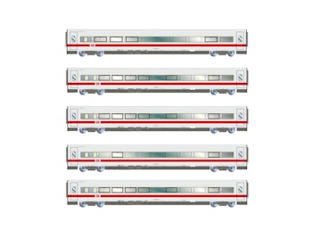 Jouef HL4683 DB AG, set di 2 carrozze aggiuntive ICE 1 BR 401, livrea bianca/rossa, composto da 1 carrozza di 1a classe e 1 carrozza di 2a classe, Tz 181 ''Interlaken'', ep. V-VI