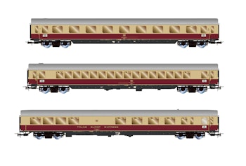 Rivarossi HR4373 DB, set di 3 carrozze ''TEE Bavaria'', livrea rossa/beige, composto da 1 carrozza Apmz, 1 carrozza Avmz e 1 carrozza ARDm, ep. IV