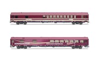 Rivarossi HR4350 Euro-Express, set di 2 carrozze, composto da 1 carrozza ''Partywagen'' WGmh804/854 e 1 carrozza ristorante WRmh132, ep. VI
