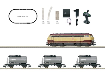 Trix 11160 Start Set Digitale DCC: DB con locomotiva diesel Gr.217 e tre carri cisterna, MINITRIX Scala N 1/160