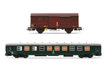 Jouef HJ4148 SNCF, Set di 2 unità, treno manutenzione, composto da 1 ex carrozza B10 e 1 carro G4, ep. IV-V