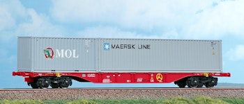 Acme 40411 OBB Carro intermodale Tipo Sgnss-y Rail Cargo Austria da 60 piedi caricato con un container da 40 piedi ''Maersk Line'' e un container da 20 piedi ''MOL'', ep.V-VI
