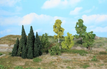 Heki 1964 Mini foresta, 16 alberi frondosi / 5-11 cm