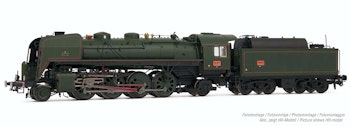 Arnold HN2482 SNCF, locomotiva a vapore 141 R 1187 con ruote boxpok su tutti gli assi, tender per carburante ad alta capacità, livrea verde, epoca III - Scala N 1/160
