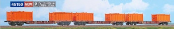 Acme 45150 Set di tre carri Sgns da 60 ft della società TOUAX caricati ognuno con due container bulk della società emiliana ''Dinazzano Po'', ep. V-VI