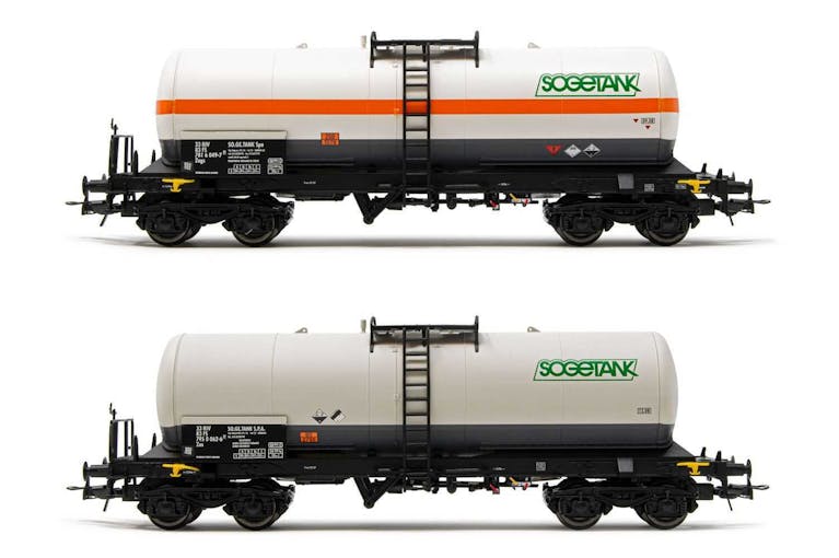 Rivarossi HR6513 FS set di 2 carri cisterna a 4 assi Zags/Zas, livrea bianca con e senza striscia arancio,
