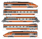 REE Modeles TGV-001S SNCF elettrotreno alta velocità TGV set di 5 pezzi con carrozza carrozza ristorante, ep.IV - DCC Sound + pantografi DCC