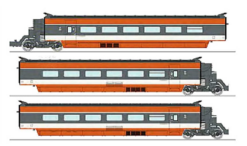 REE Modeles TGV-002 SNCF elettrotreno alta velocità TGV set di ampliamento di 3 carrozze, ep.IV