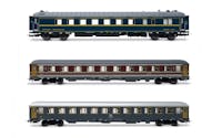 Rivarossi HR4361 FS, set di 3 carrozze “Alpen-Express”, composto da 1 ristorante ex CIWL 1925T “Pistoiesi”, 1 UIC-X di 1a cl. rosso fegato e 1 UIC-X di 2a cl. grigio ardesia, ep. IV