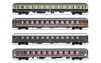 Rivarossi HR4375 “Italien-Holland Express”, set di 4 carrozze, 1 cuccetta DB Bcm 243 blu/beige, 1 UIC-X 2a cl. FS rosso fegato, 1 UIC-X 2a cl. FS grigio ardesia e 1 cuccetta UIC-X ‘68 FS rosso fegato, ep. V