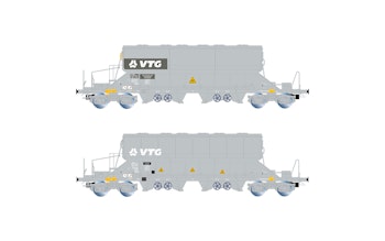 Rivarossi HR6547 D-VTGCH, set di 2 carri tramoggia a 4 assi Taoos, livrea grigia, ep. VI