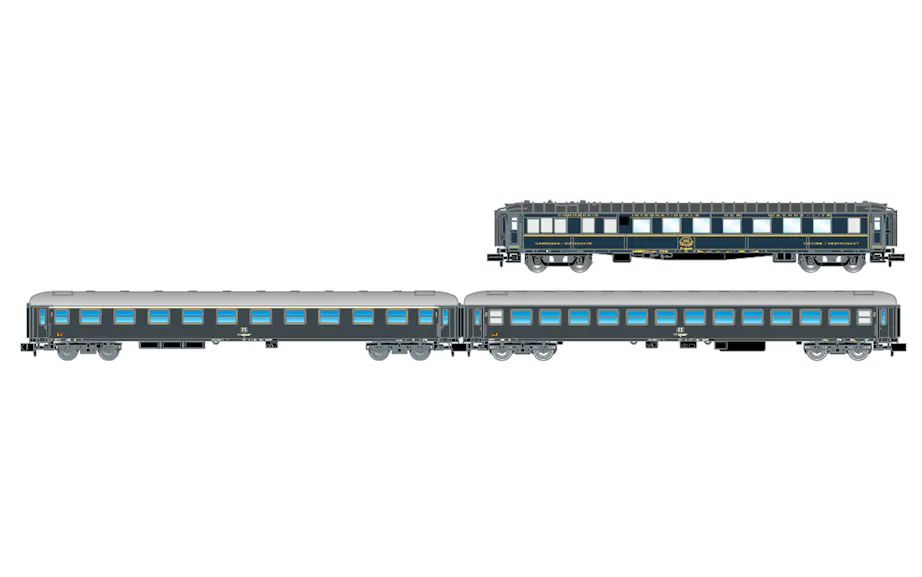 Coffret de 3 voitures "Sud-Express", set 1/2 (DD3 + AA 5000 vert avec soufflets + WL), ép. III