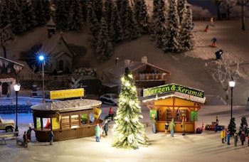 Faller 134002 Bancarelle Mercatino di Natale con albero di Natale illuminato
