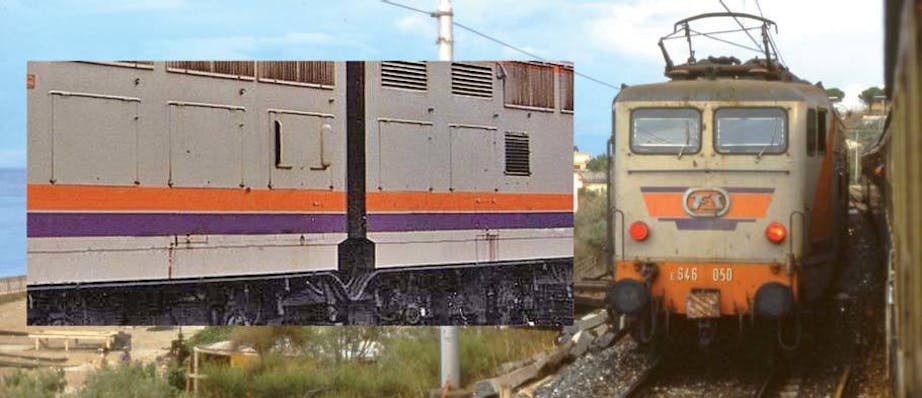 Acme 60596 FS locomotiva E646 050 in livrea “Navetta”, tetto scuro, senza gocciolatoio e con tutti i portelli lato AT bassi, ep.IV-V