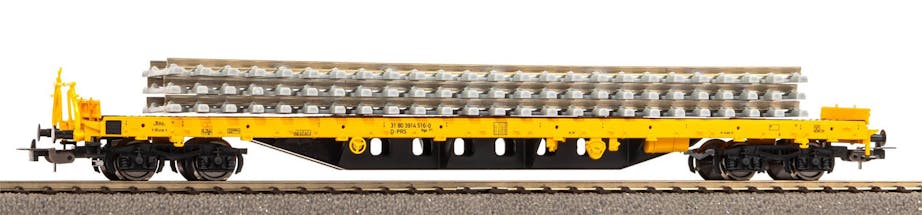 Piko 24501 D-PRS carro pianale tipo Rs in livrea cantiere, con carico ti spezzoni di binario con traverse in cemento, ep.VI