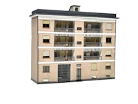 Tecnomodel 76772 Palazzo per fondale di 3 piani con sei balconi, stile Ligure