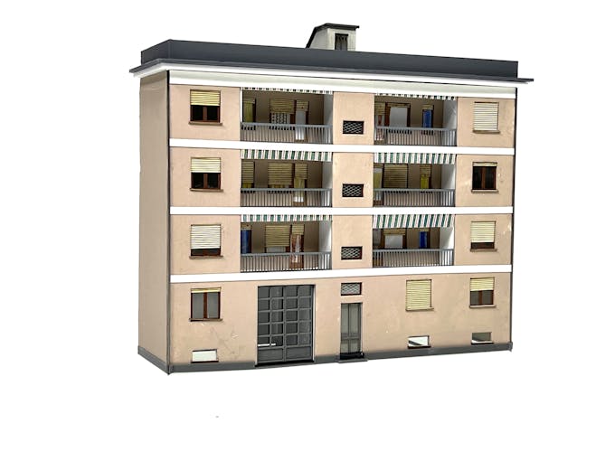 Tecnomodel 76772 Palazzo per fondale di 3 piani con sei balconi, stile Ligure
