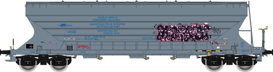 Albert Modell 065014 H-RCH Carro tramoggia Tagps, grigio con graffiti, ep. VI