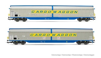 Rivarossi HR6599 DB, set di 2 carri a pareti scorrevoli, livrea argento, "Cargowaggon", ep. IV