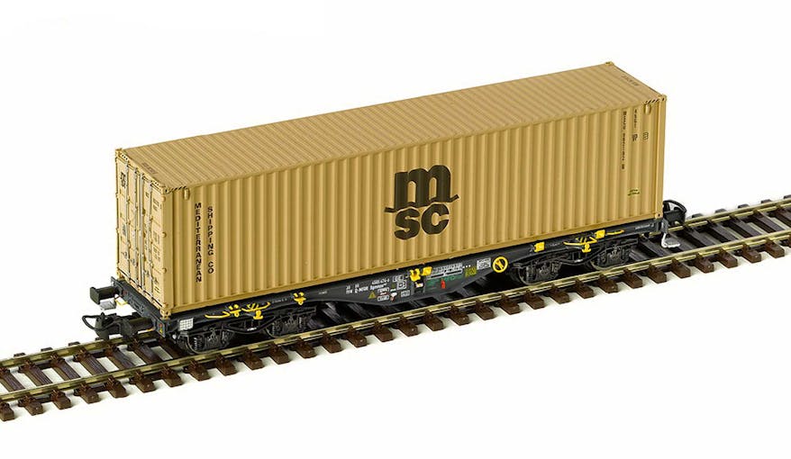 PT Trains 100320 Carro Intermodale Sgmmnss MFD RAIL Con Container MSC Da 40'', ep. VI