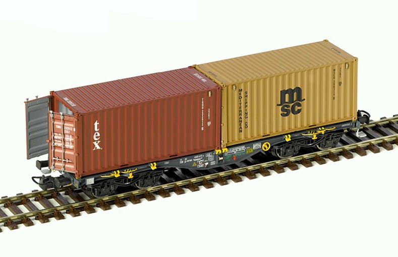 PT Trains 100321 Carro Intermodale Sgmmnss MFD RAIL Con Container TEX da 20'' MSC Da 20'', ep. VI