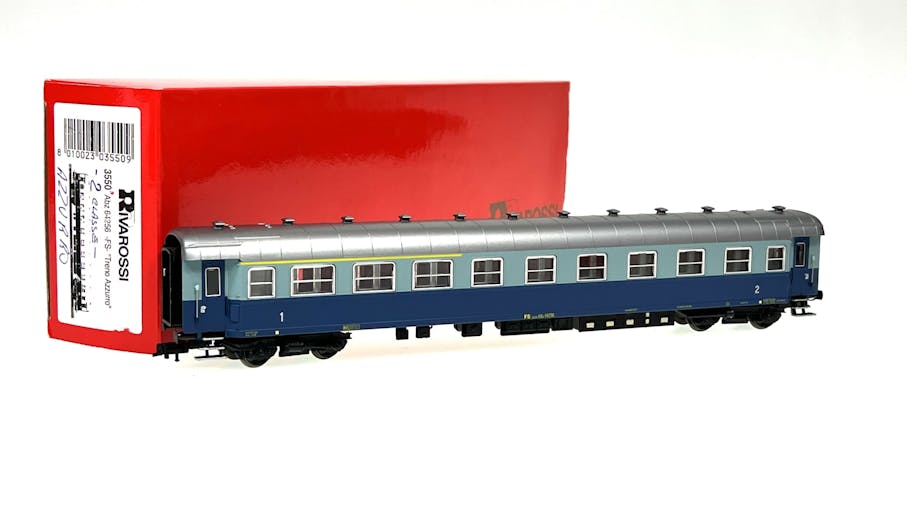 Rivarossi 3550 FS carrozza tipo ABz 64256 livrea Treno azzurro, mista di 1-2cl. con 16 passeggeri seduti - Rivarossi made in Italy