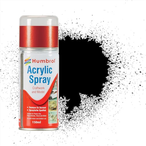 Humbrol AD6021 Spray 21 vernice acrilica Nero Lucido - spray 150 ml.