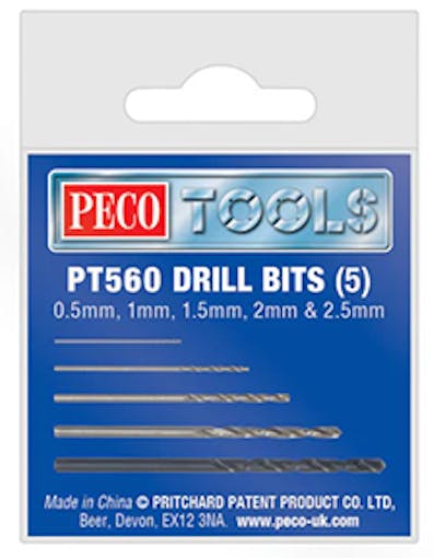 Peco PT560 Set 5 punte da trapano da 0,5 a 2,5 mm