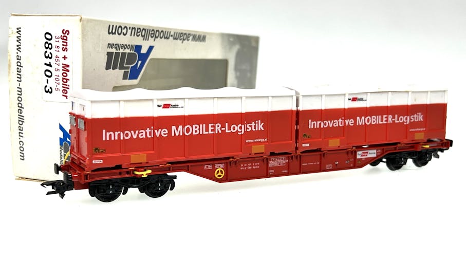 Adam-modellbau 08310-3 OBB Rail Cargo Austria carro intermodale con due container, ep.V