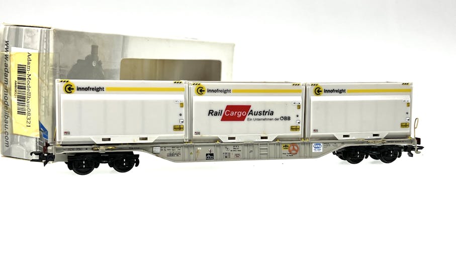 Adam-modellbau 08321.2 PKP carro intermodale con tre container speciali aperti innofreight, ep.V