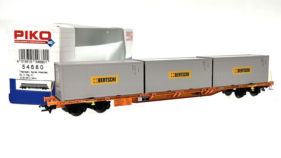 Piko 54680 SBB carro intermodale Wasco-CH con tre container BERTSCHI, ep.V