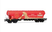 Rivarossi HR6679 Carro tramoggia per trasporto cereali a 4 assi “Trasporto Malto 100% Italiano per PERONI”, ep. VI